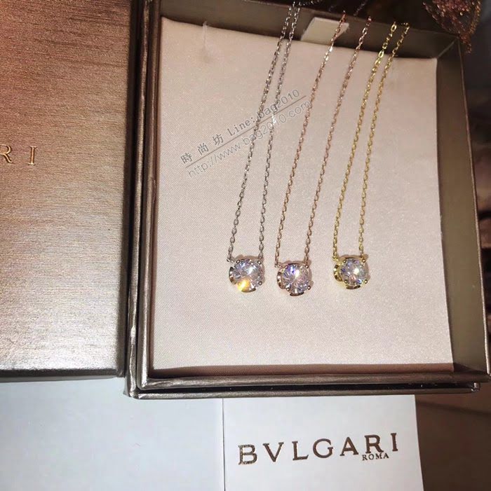 Bvlgari飾品 寶格麗皇冠圓鑽項鏈 寶格麗四爪BV單鑽項鏈  zgbq3040